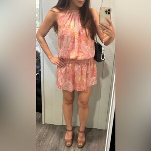 Ramy Brook Paris Smocked Printed Dress XS